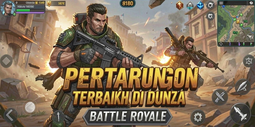 Tampilan gameplay mendebarkan dari 8180 dengan pertarungan intens Battle Royale.