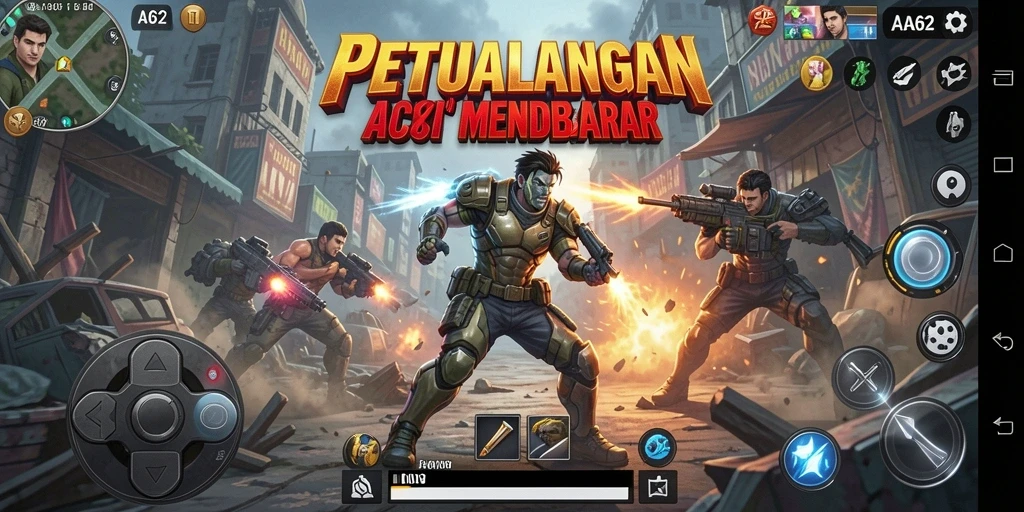 Tampilan utama gameplay AA62 yang penuh aksi dan tantangan.