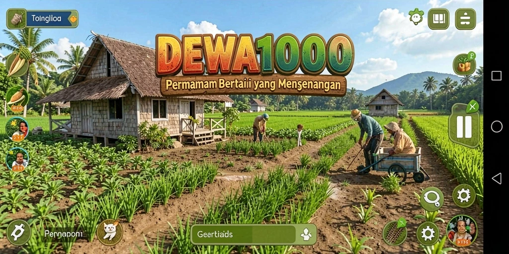 Tangkapan layar DEWA1000 menampilkan aktivitas bercocok tanam yang seru.