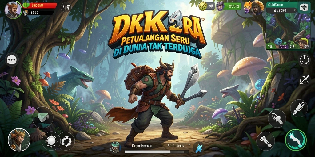 Screenshot menunjukkan karakter utama DKK sedang menjelajahi dunia petualangan.