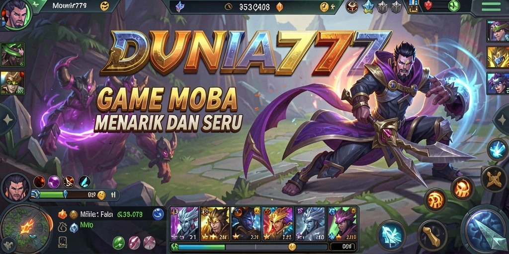 Screenshot DUNIA777 menampilkan pertarungan intens dalam gameplay MOBA.