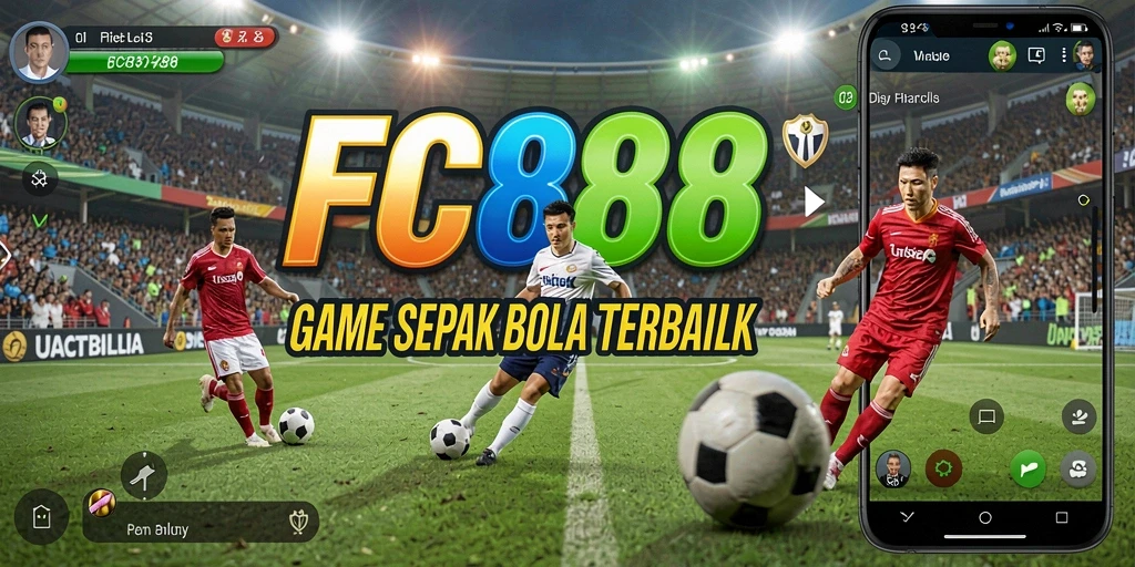 Screenshot utama FC888 menampilkan aksi mendebarkan dari pertandingan sepak bola.