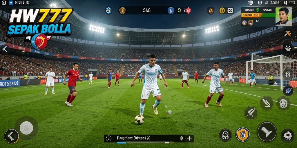 Tampilan gameplay HW777 yang menegangkan saat pertandingan sepak bola.