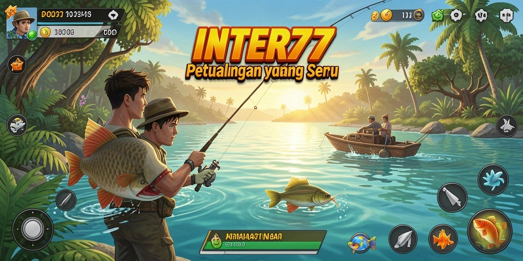 Tampilan gameplay <strong>INTER77</strong> menunjukkan aksi menangkap ikan yang seru dan menarik.