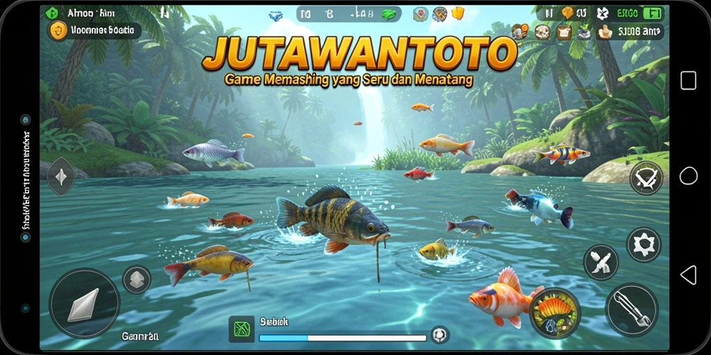 Tampilan gameplay JUTAWANTOTO dengan aksi memancing yang mendebarkan.