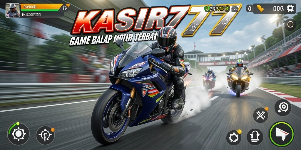 Tampilan aksi balapan motor yang mendebarkan di lintasan.