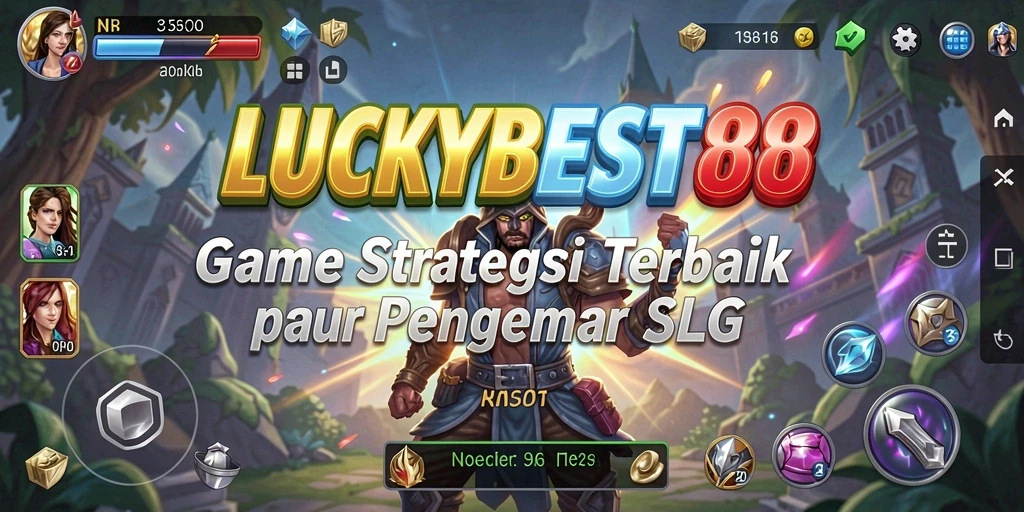 Screenshot gameplay <strong>LUCKYBEST88</strong> yang menampilkan pertempuran strategis dan pembangunan kerajaan.