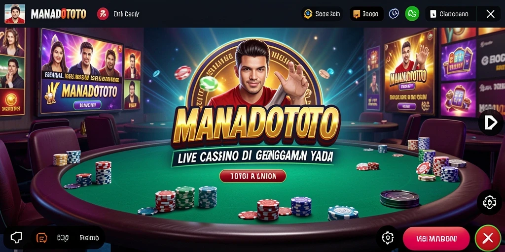 Screenshot gameplay Live Casino MANADOTOTO yang menunjukkan dealer profesional dan lingkungan kasino nyata.