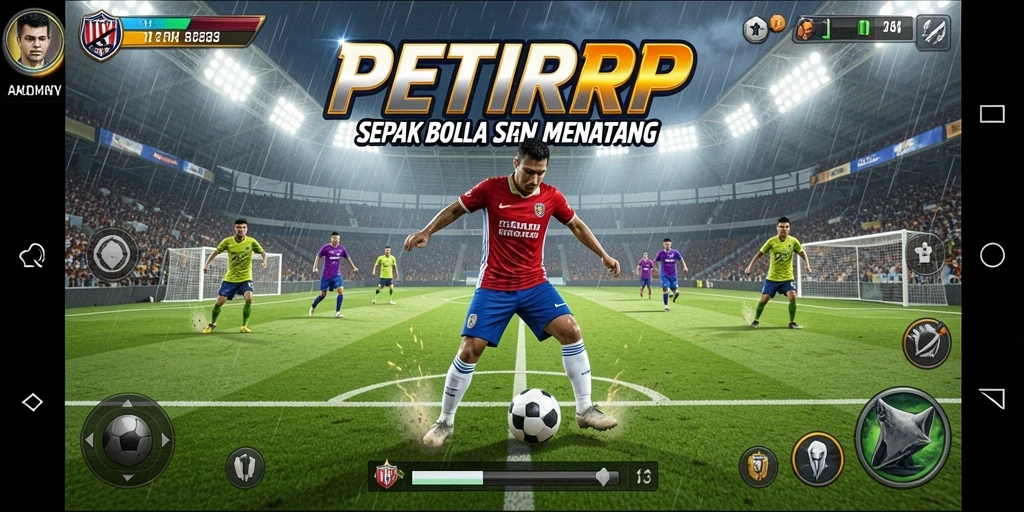 Gambaran gameplay seru dalam pertandingan sepak bola.