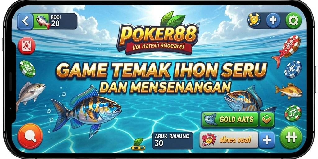 Tampilan gameplay seru pada POKER88 dengan berbagai ikan menunggu untuk ditangkap.