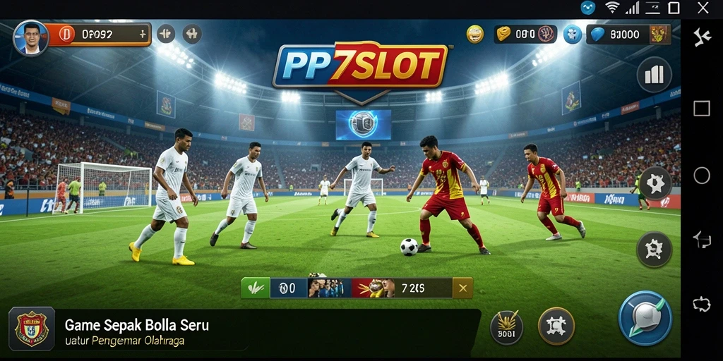 Tampilan gameplay yang menegangkan dalam PP7SLOT saat mencetak gol.