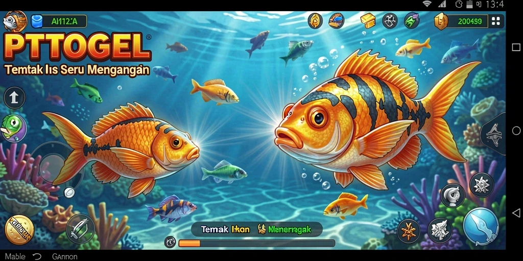 Screenshot gameplay PTTOGEL yang menampilkan aksi seru menangkap ikan.
