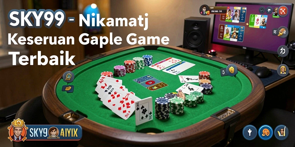 Screenshot utama SKY99 menampilkan gameplay Gaple yang seru dan interaktif.