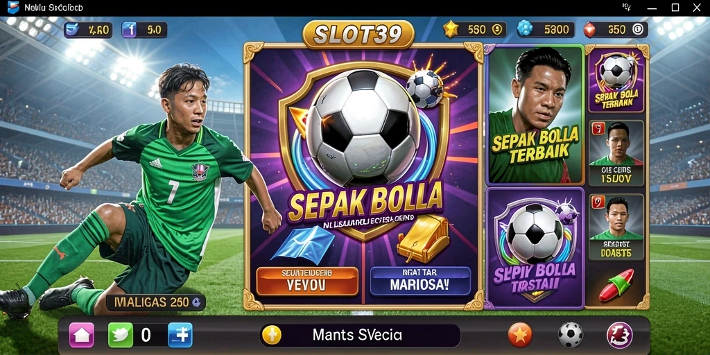 Tampilan gameplay menarik dengan tema sepak bola yang memikat.