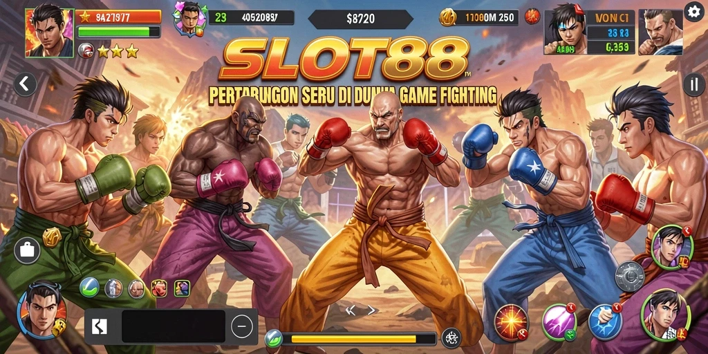 Tangkapan layar SLOT88 menampilkan aksi pertarungan yang intens dan penuh warna.