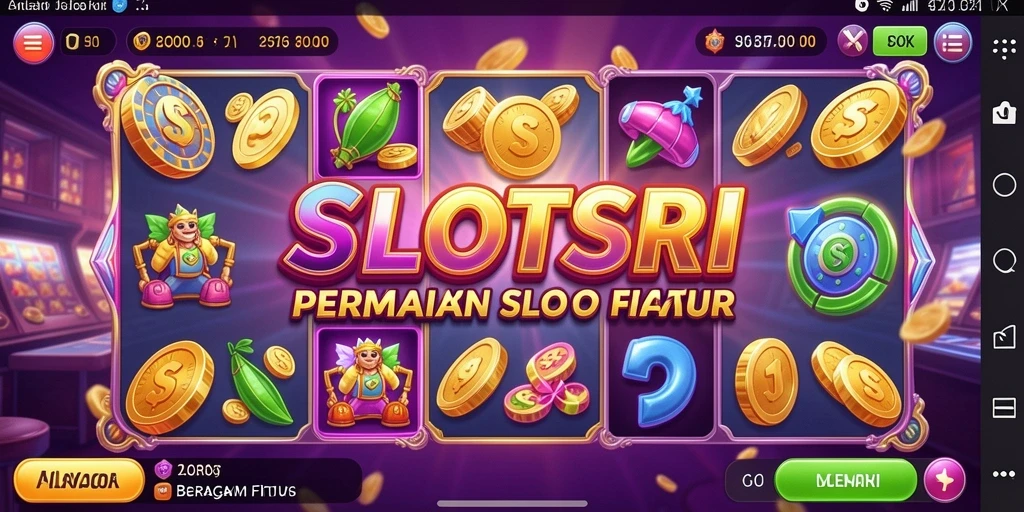 Screenshot gameplay SLOTSRI menampilkan mesin slot yang penuh warna dan fitur menarik.