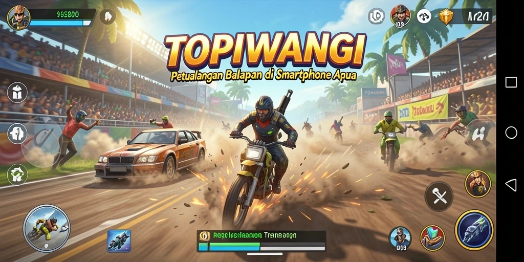Tampilan gameplay seru dengan mobil balap yang menantang.