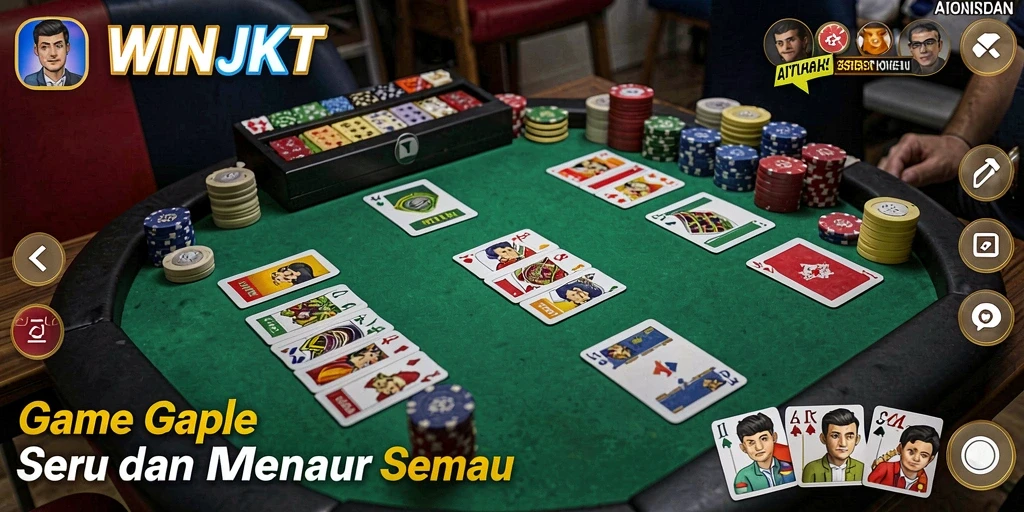 Tampilan gameplay Gaple yang menarik dan interaktif di WINJKT.